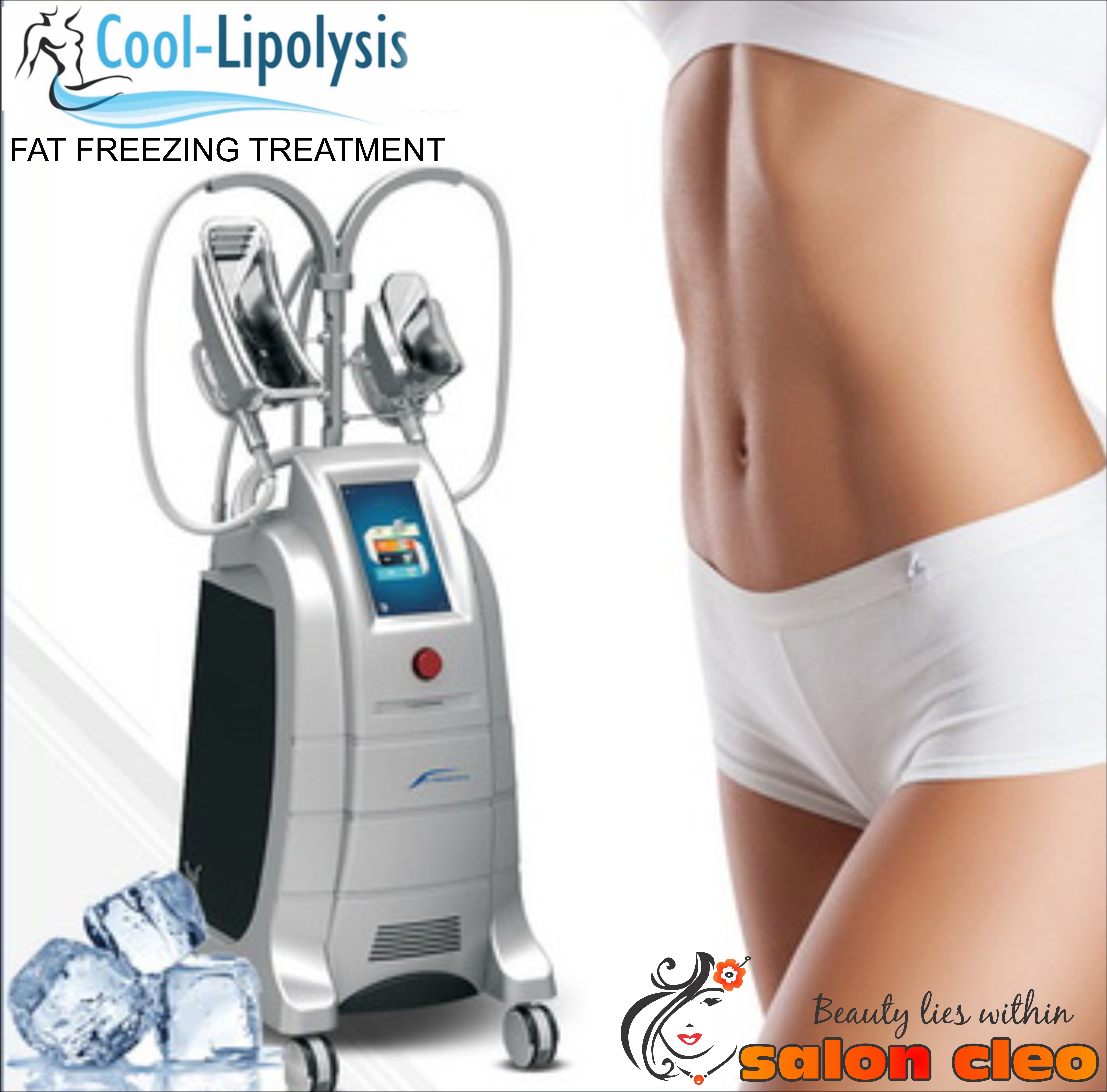 FAT FREEZING FAT BURNER COOL LIPOLYSIS TREATMENT AT SALON CLEO DURBAN PHOENIX 0315002353 Cool-lipolysis uses advanced cooling technology to selectively target fat bulges and eliminate fat cells through a gradual process that does not harm the surrounding tissue. When fat cells are exposed to precise cooling they trigger a process of natural elimination that gradually reduces the thickness of the fat layer. The fat cells in the treated area are gently eliminated through the bodys normal  